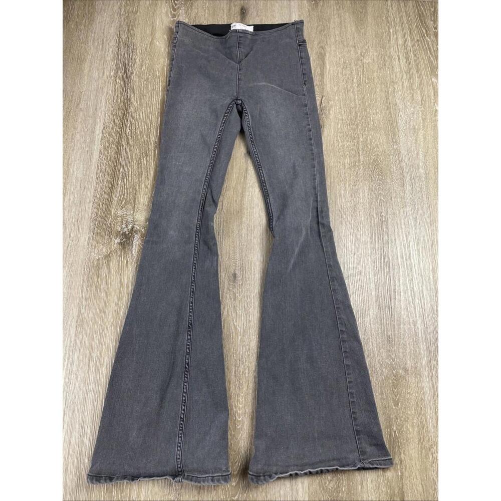 Free People Super Bell Bottom Flared Jeans Gray Women's 25 x 32 EUC Stretch
